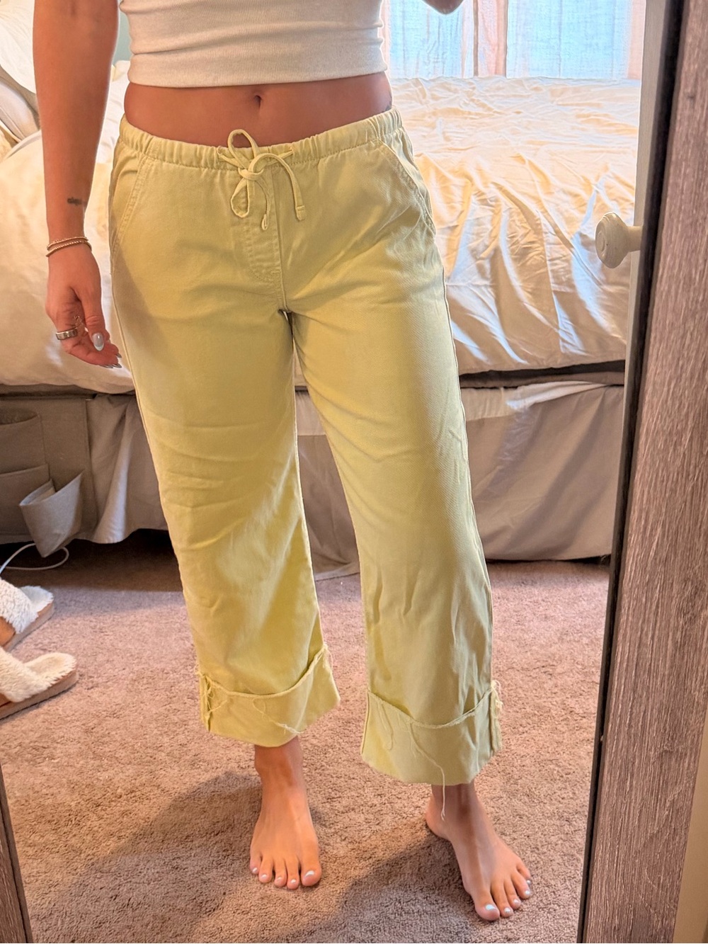 GAP Light yellow Cropped Drawstring Jeans